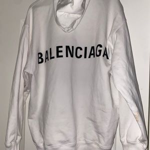 White Balenciaga Archetype Back Logo Hoodie